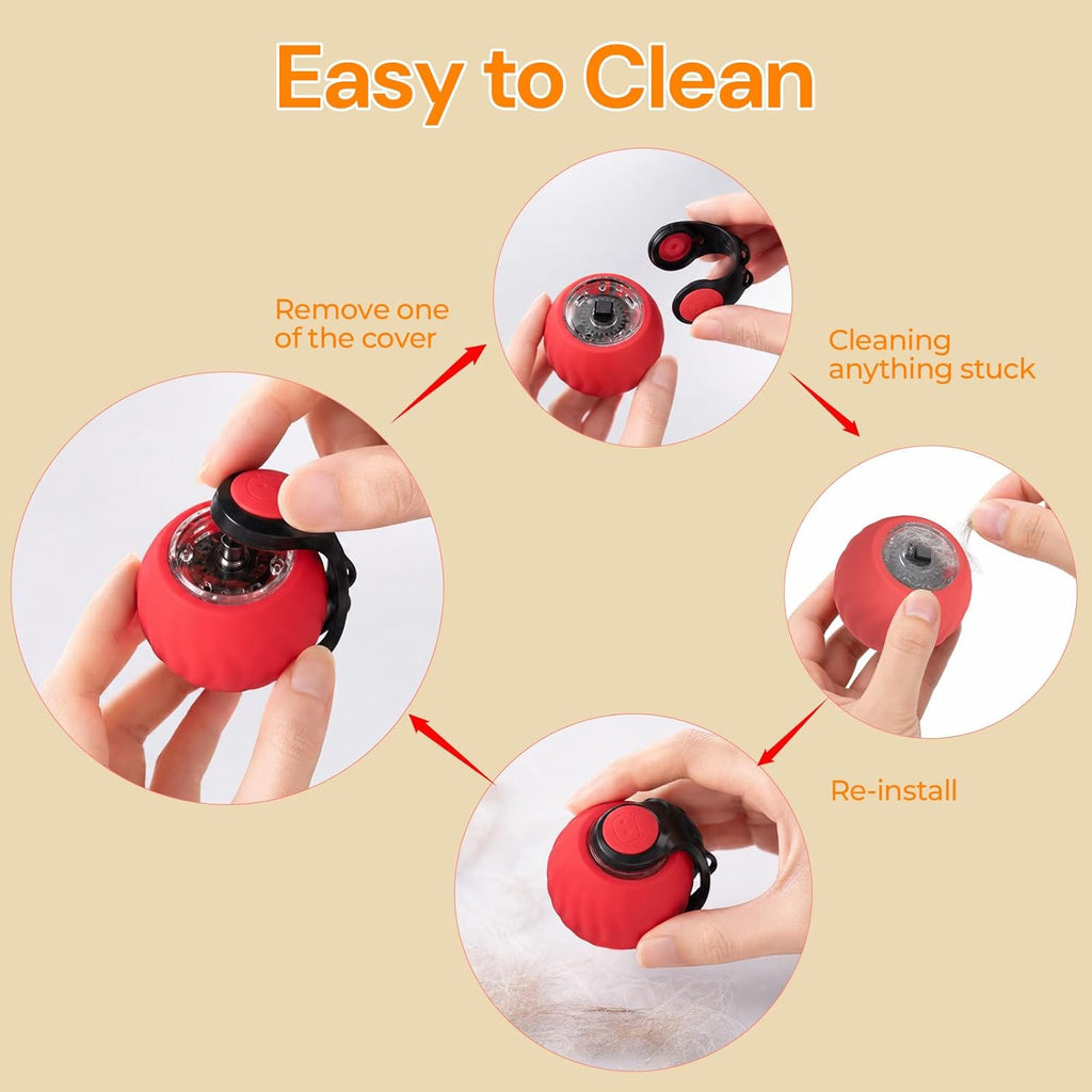 Interactive Cat Toys with Bird Sounds & 3 Speed Modes for Indoor Cats Play | Bird Sounds, 3 Speed Modes, Rechargeable Automatic Rolling, 3 Tails, Fast Charging Ball, For Indoor Cats on Hard Floor Carpet
