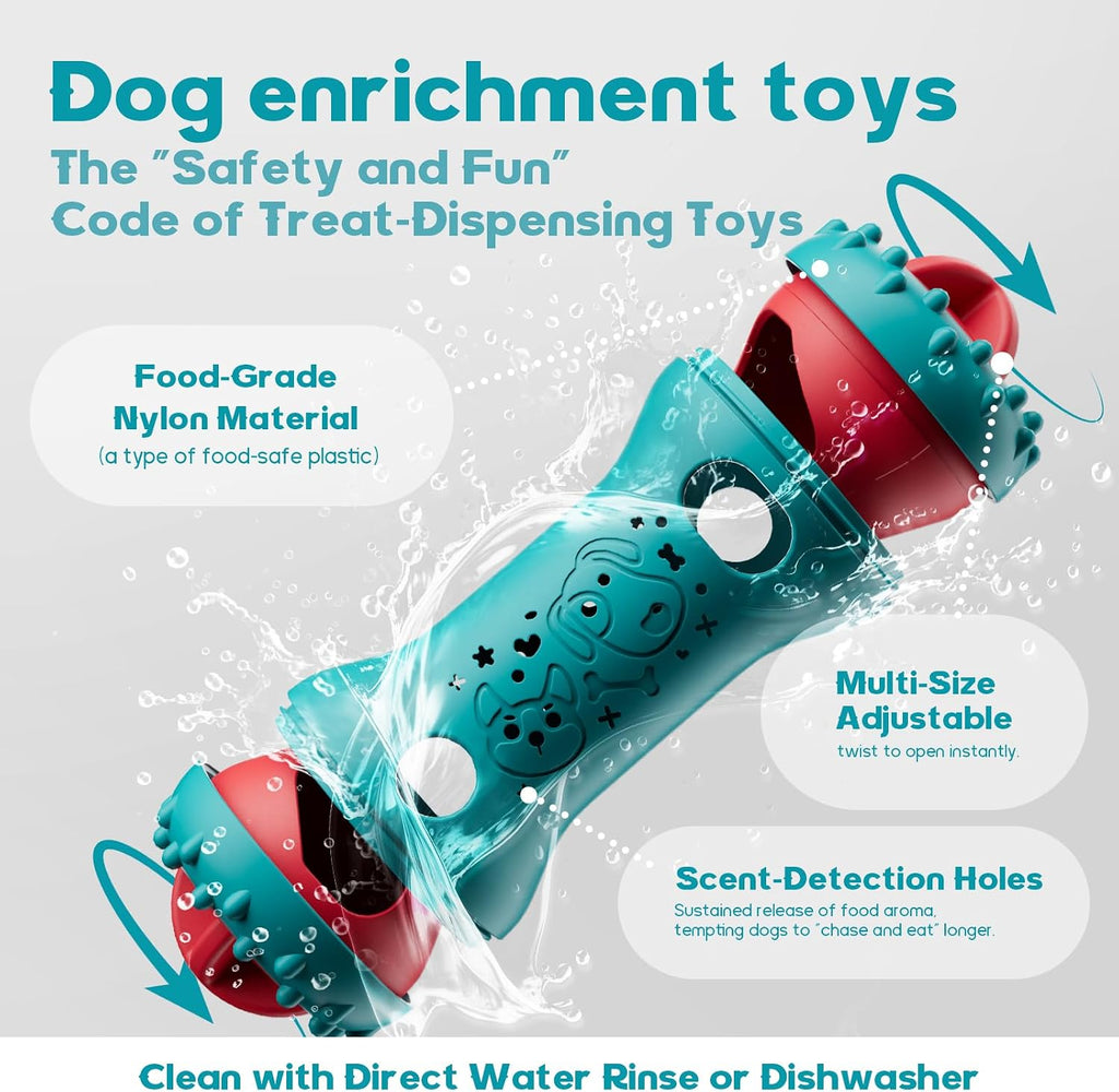 knitly Interactive Dog Toys, Adjustable Treat Dispensing Toy to Keep Them Busy, Dog Enrichment for Brain Stimulation & Cognitive for Puppy Puzzle to Reduce Boredom-Ideal Gift for All Dogs(Rigid Nylon)