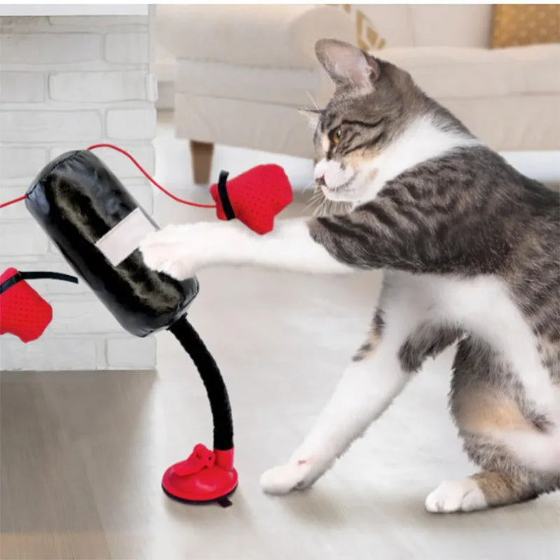 Interactive Cat Boxing Toy Cat Punching Bag Self-standing Play Gym For Kittens Stress Relief Cat Toy Durable Scratch Trainer